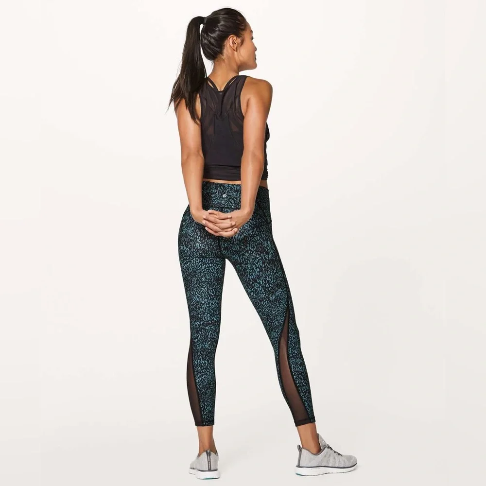 lululemon athletica Teal & Black Patterned High-Rise Leggings